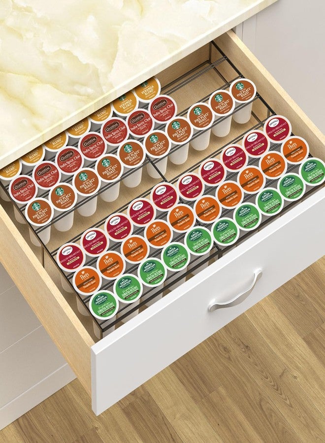 حامل كبسولات قهوة Kssiaz، حامل كبسولات قابل للتوسيع متوافق مع كبسولات Keurig K-Cup، منظم درج كبسولات القهوة يتسع لـ 30-60 كبسولة، مناسب لمحطات القهوة والمكاتب والمطابخ، أسود - Image 1