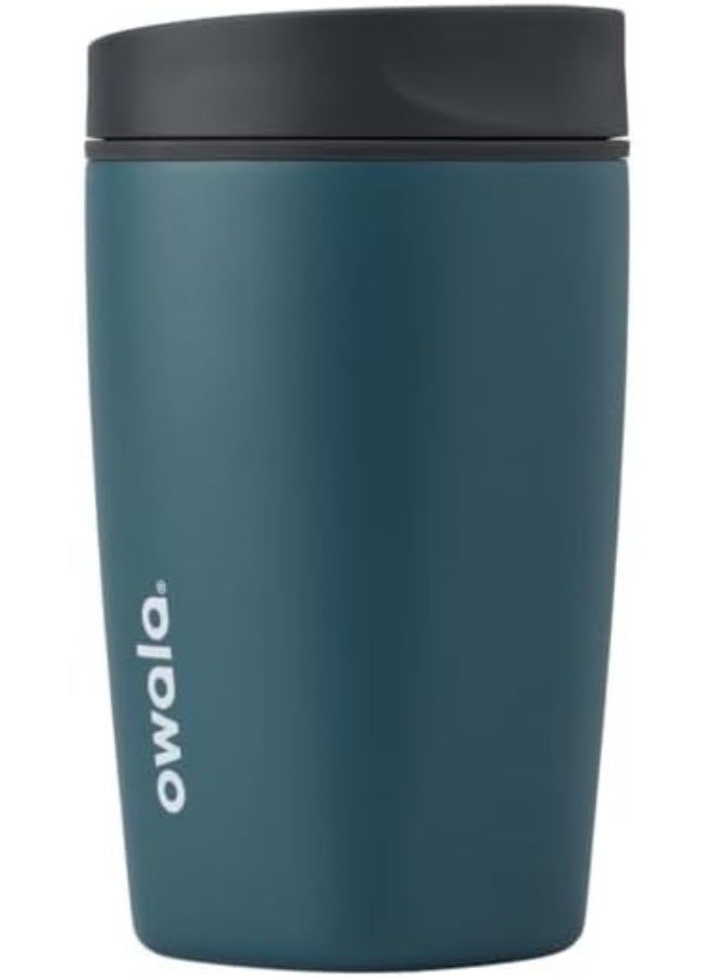 Owala SMOOTHSIP SLIDER INSULATED STAINLESS STEEL COFFEE TUMBLER, REUSABLE ICED COFFEE CUP, HOT COFFEE TRAVEL MUG, BPA FREE 12 OZ, HIGH DIVE
