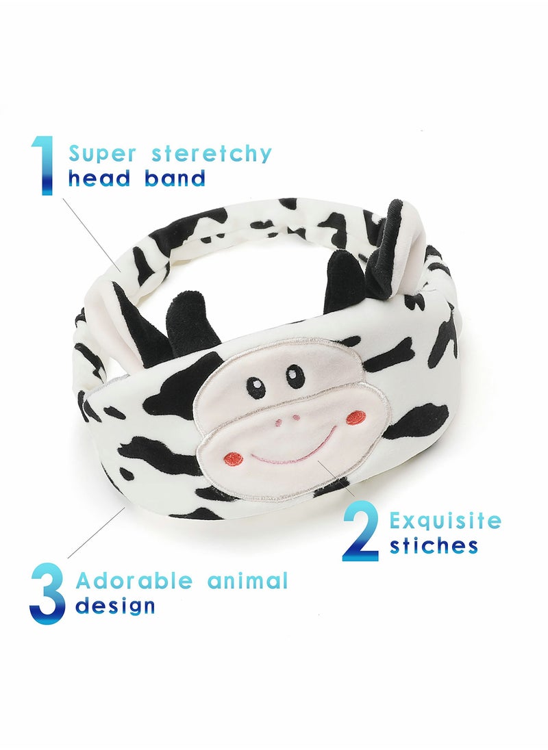 SYOSI - Travel Pillow for Kids and Adults Cute Animal Memory Foam Neck Pillow with Soft Fleece Cover and Eye Mask Set Airplane Pillow Travel Kit with Drawstring Organizer Bag Machine Washable (Cow) - Image 1