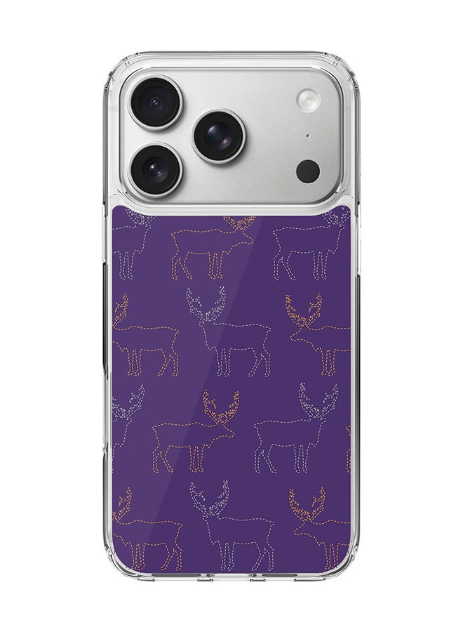 Stylizedd Classic Clear MagSafe Case for iPhone 17 Pro , Hybrid Soft Case Flexible Edges Anti Drop TPU PC Gel Thin Transparent Cover [ Designed for iPhone 17 Pro ] - Purple Moose Full Print