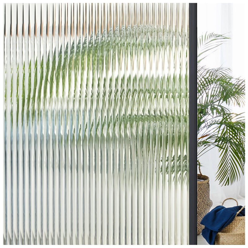 Coavas Window Privacy Film Reeded Glass, Frosted 3D Fluted Glass Window Cling, Adhesive Vinyl Decorative Door Stickers for Bathroom Home Sun Blocking, 17.5x78.7 in, Translucent - Image 1