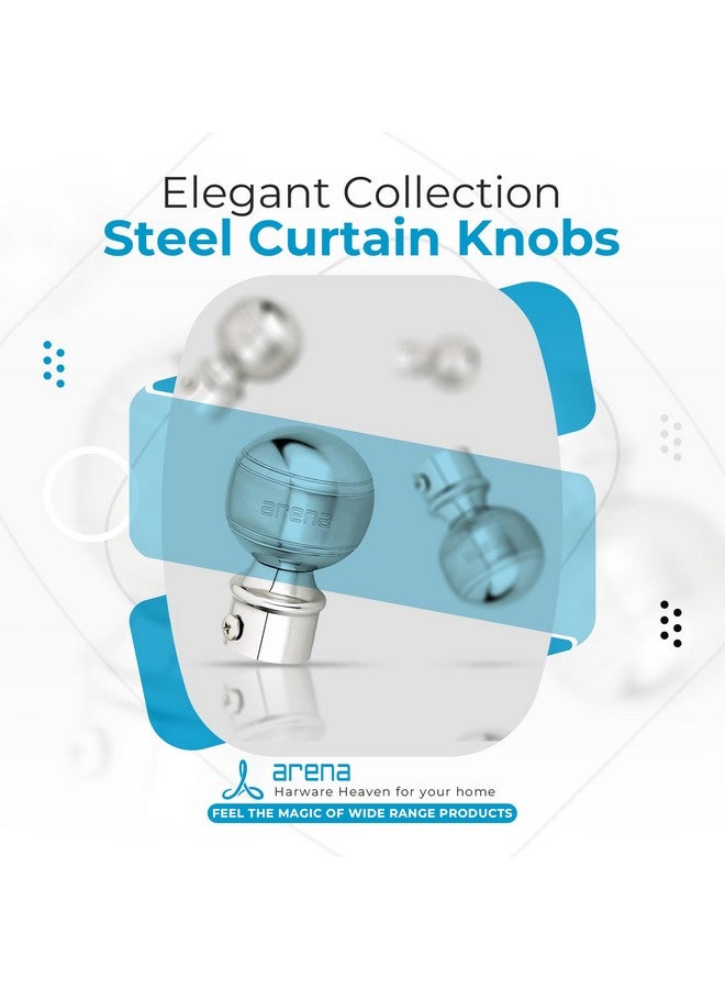 arena Arena Stainless Steel Curtain Bracket Set, Curtain Finials with Fitting Accessories, Curtain Rod Holder Set for Doors & Windows, 1 Inch Parda Rod Holder, Curtain Rod Knobs for Windows (Pack of 4 Set) - Image 2