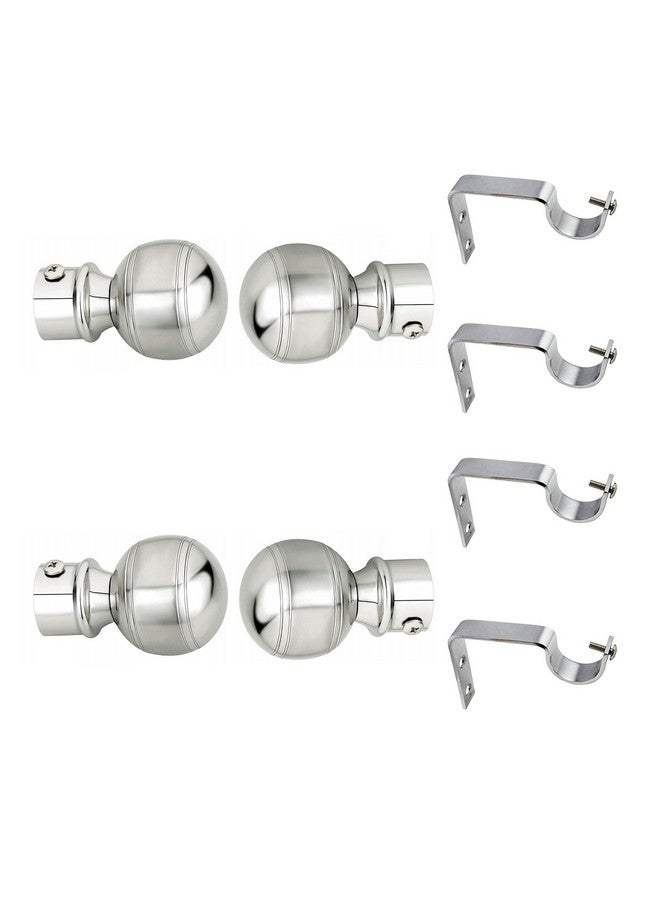 arena Arena Stainless Steel Curtain Bracket Set, Curtain Finials with Fitting Accessories, Curtain Rod Holder Set for Doors & Windows, 1 Inch Parda Rod Holder, Curtain Rod Knobs for Windows (Pack of 4 Set) - Image 1