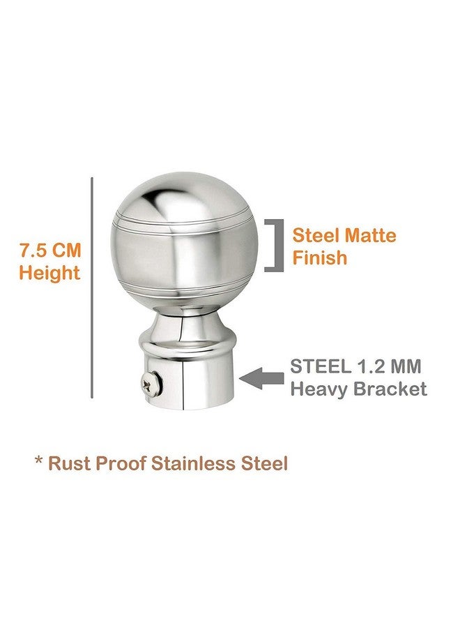 arena Arena Stainless Steel Curtain Bracket Set, Curtain Finials with Fitting Accessories, Curtain Rod Holder Set for Doors & Windows, 1 Inch Parda Rod Holder, Curtain Rod Knobs for Windows (Pack of 4 Set) - Image 4