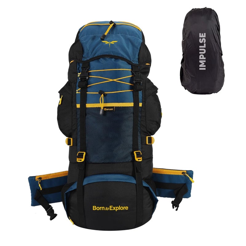 IMPULSE! rucksack bags 75 litres travel bag for men tourist bag for travel backpack for hiking trekking Bag for men camping thames blue bag with 1 Year Warranty - Image 1