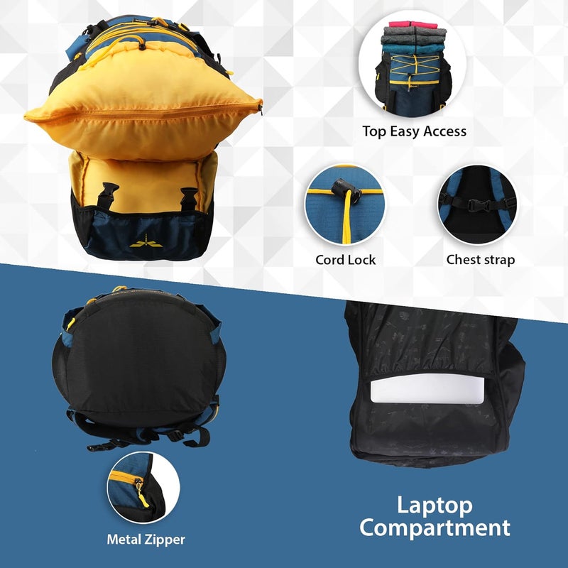 IMPULSE! rucksack bags 75 litres travel bag for men tourist bag for travel backpack for hiking trekking Bag for men camping thames blue bag with 1 Year Warranty - Image 4