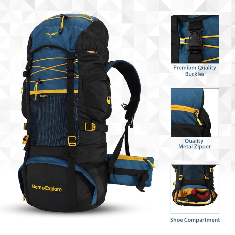 IMPULSE! rucksack bags 75 litres travel bag for men tourist bag for travel backpack for hiking trekking Bag for men camping thames blue bag with 1 Year Warranty - Image 3
