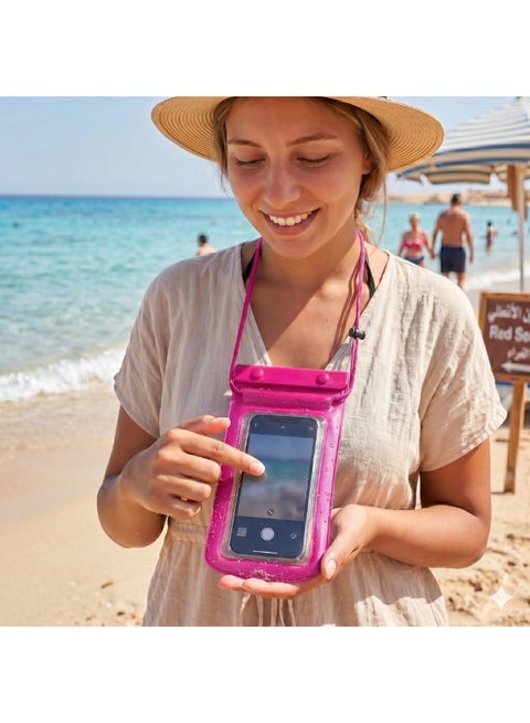 Universal Waterproof Phone Pouch with Neck Strap, Touch Screen Dry Bag Case for Beach Swimming Travel Outdoor Use