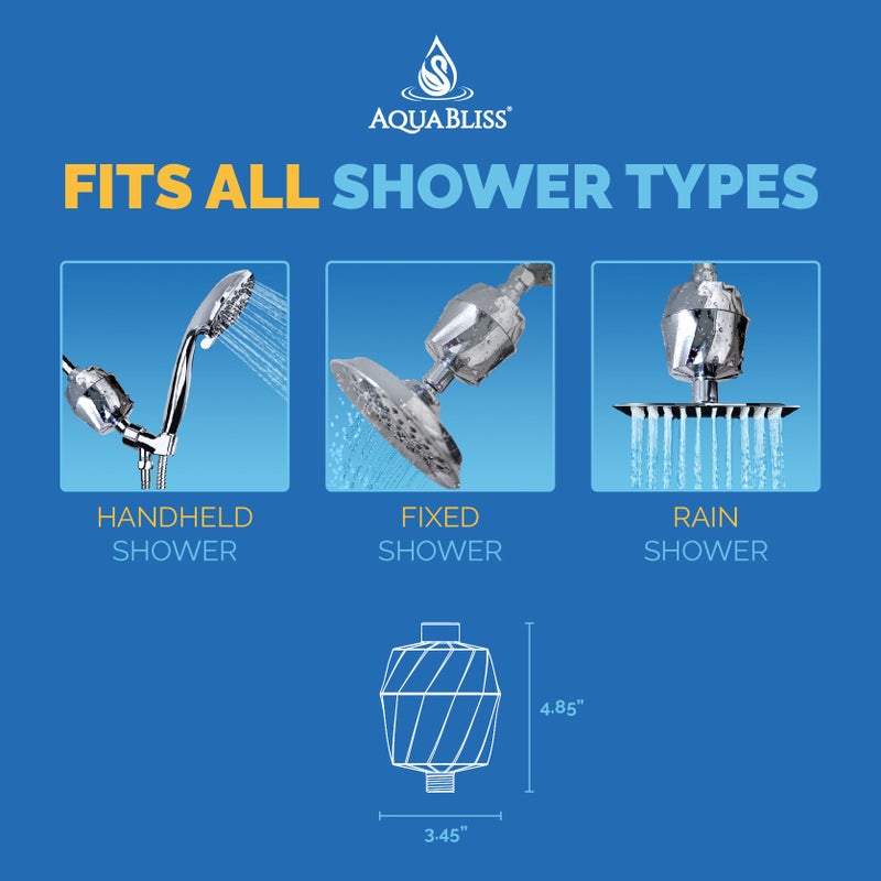 AquaBliss فلتر الدش AquaBliss HD المنعش - أحدث تقنية تصفية عالية الإنتاج. 2x فيتامين C، معادن لشعر وبشرة وأظافر رائعة - KDF/CS/VC لتقليل الكلور، الرواسب والمعادن - كروم (SF400) - Image 5