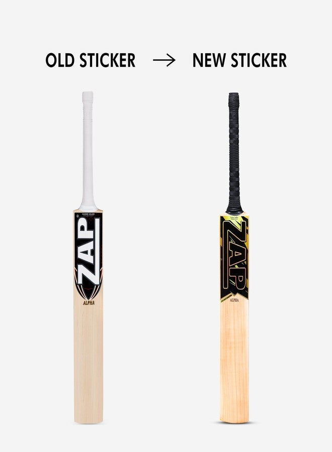 ZAP Alpha Kashmir Willow Cricket Leather Bat (Size 6) for Boys 12-14 Years | Grade 1 | Lightweight Professional Season Bat for Leather Ball | Singapore Cane Handle | Zero Shock Handle | Free Cover - Image 2