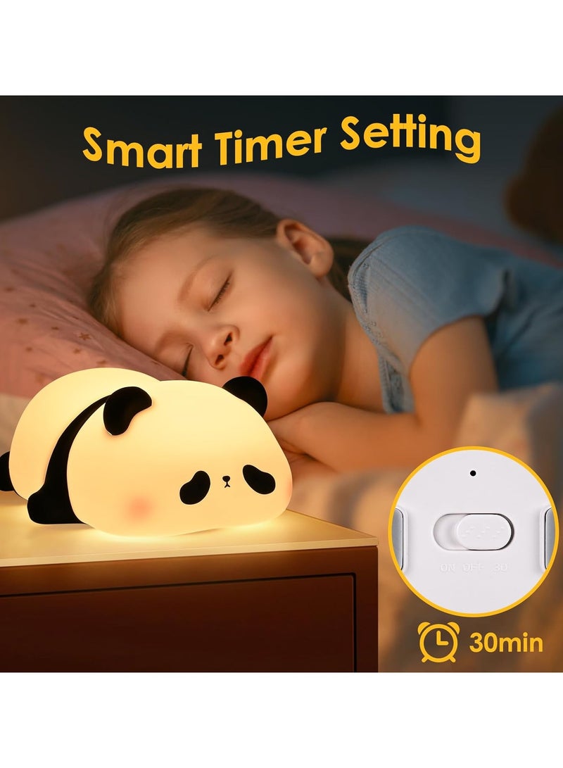 USB Rechargeable Bedside Cute Panda Lamp Silicone Nursery Bedroom Nightlights For Baby Children Toddlers Women Teen Girls Breastfeeding Gift