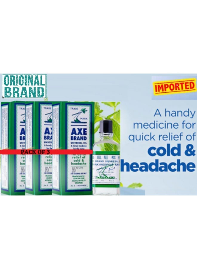 Axe Branded Original Fresh Universal Oil For Quick Relief of Cold and Headache 5 ml pack of 3 - Image 2