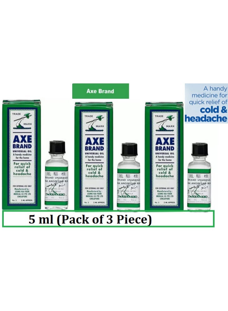 Axe Branded Original Fresh Universal Oil For Quick Relief of Cold and Headache 5 ml pack of 3 - Image 1