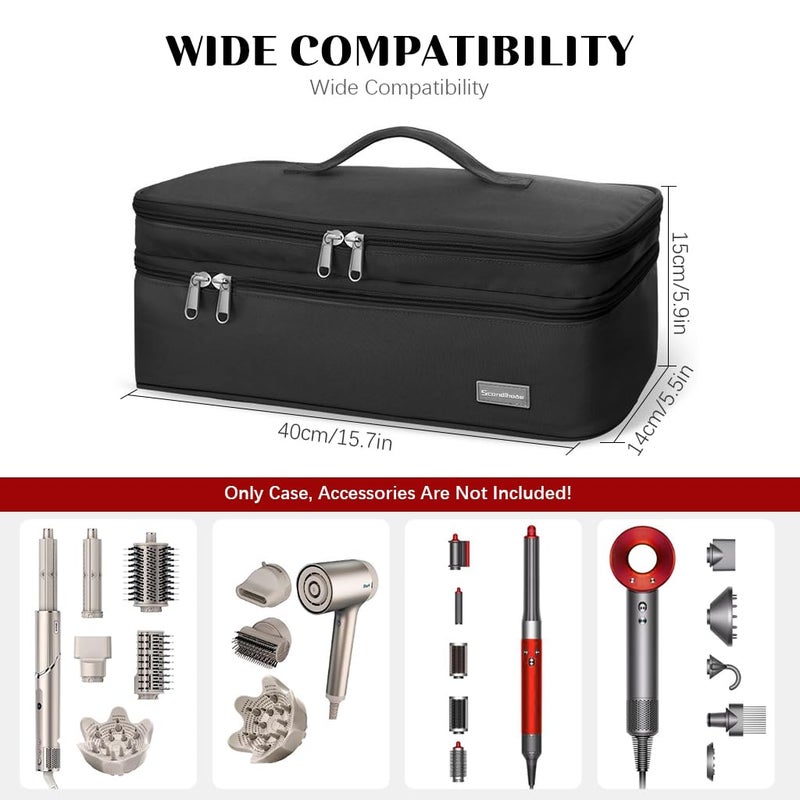 May Create حقيبة سفر MAYCREATE® لحمل مجفف الشعر Dyson Airwrap وفرشاة Shark Flexstyle - حقيبة تخزين أدوات الشعر ذات الطبقتين (حقيبة فقط) - Image 2