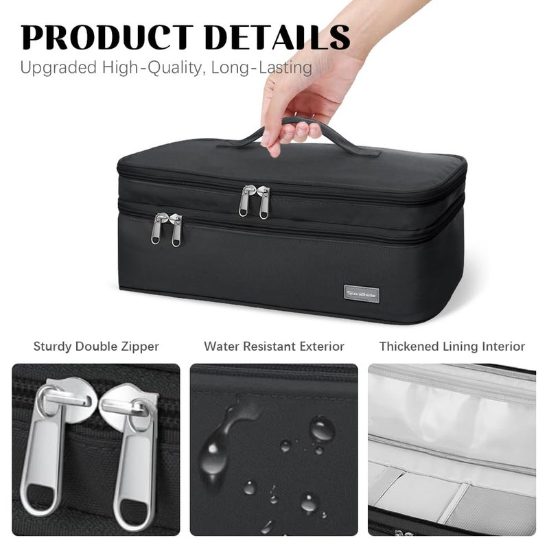 May Create حقيبة سفر MAYCREATE® لحمل مجفف الشعر Dyson Airwrap وفرشاة Shark Flexstyle - حقيبة تخزين أدوات الشعر ذات الطبقتين (حقيبة فقط) - Image 4