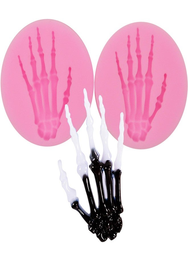 HengKe 2 Pieces Skeleton Hands Molds Halloween party for Sugarcraft, Cake Decoration, Handmade Ice Cream,Cupcake Topper, Chocolate, Pastry, Cookie Decor, Jewelry, Polymer Clay, Crafting Projects - Image 1