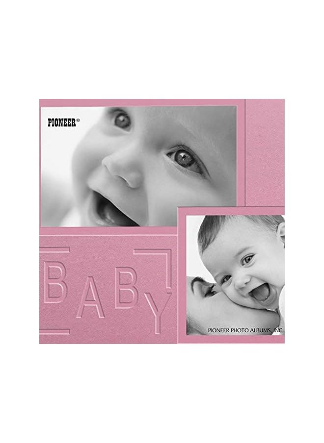 Pioneer Photo Albums - ألبومات الصور ألبوم غطاء إطار جلدي منقوش عليه 200 جيب لمطبوعات مقاس 4 × 6 بوصات، وردي - Image 1