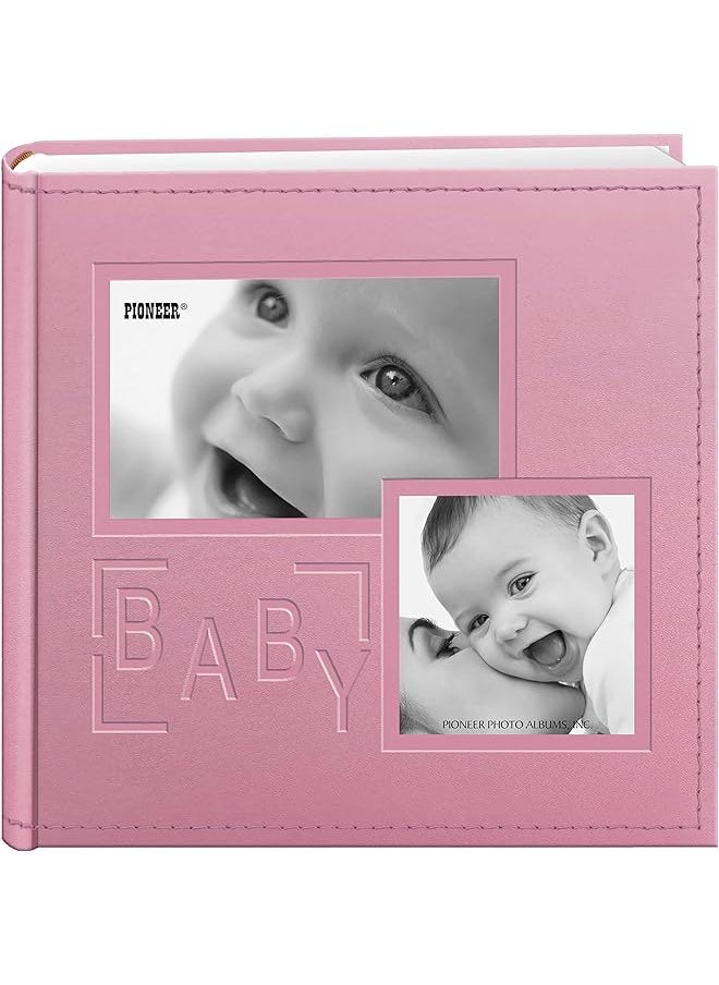 Pioneer Photo Albums - ألبومات الصور ألبوم غطاء إطار جلدي منقوش عليه 200 جيب لمطبوعات مقاس 4 × 6 بوصات، وردي - Image 1