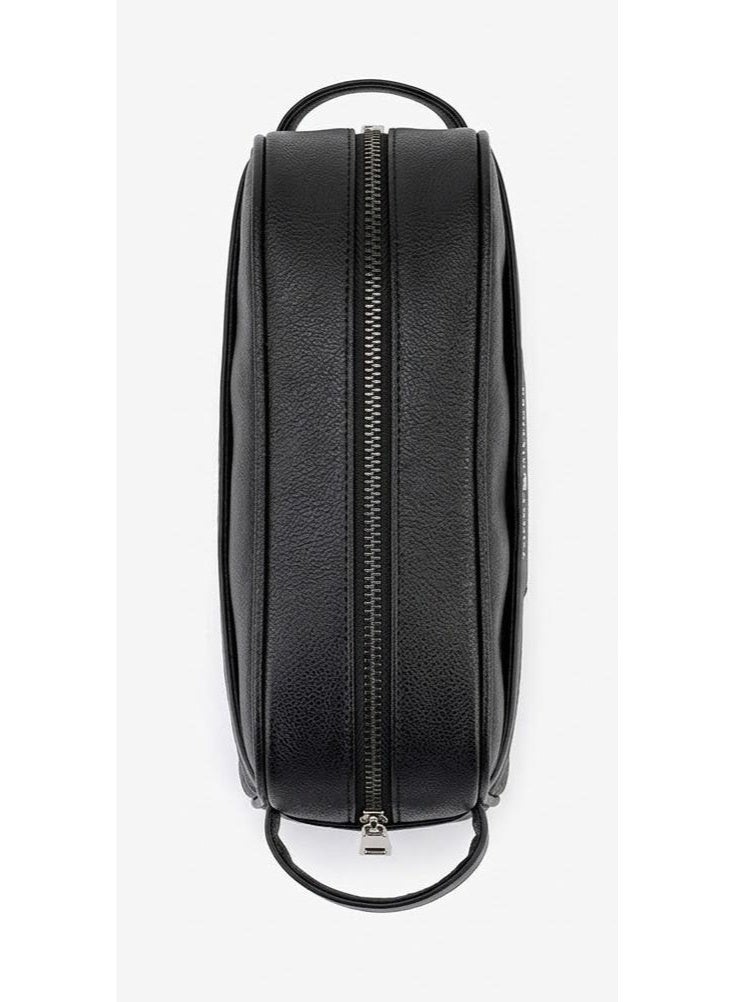 Hilfiger Denim Tommy Hilfiger Polished Black Men’s Pouch – Embossed TH Monogram with Iconic Flag Detail - Image 4