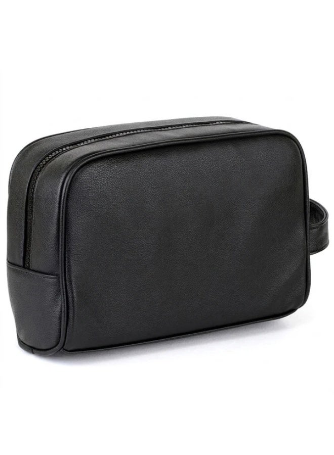 Hilfiger Denim Tommy Hilfiger Polished Black Men’s Pouch – Embossed TH Monogram with Iconic Flag Detail - Image 3