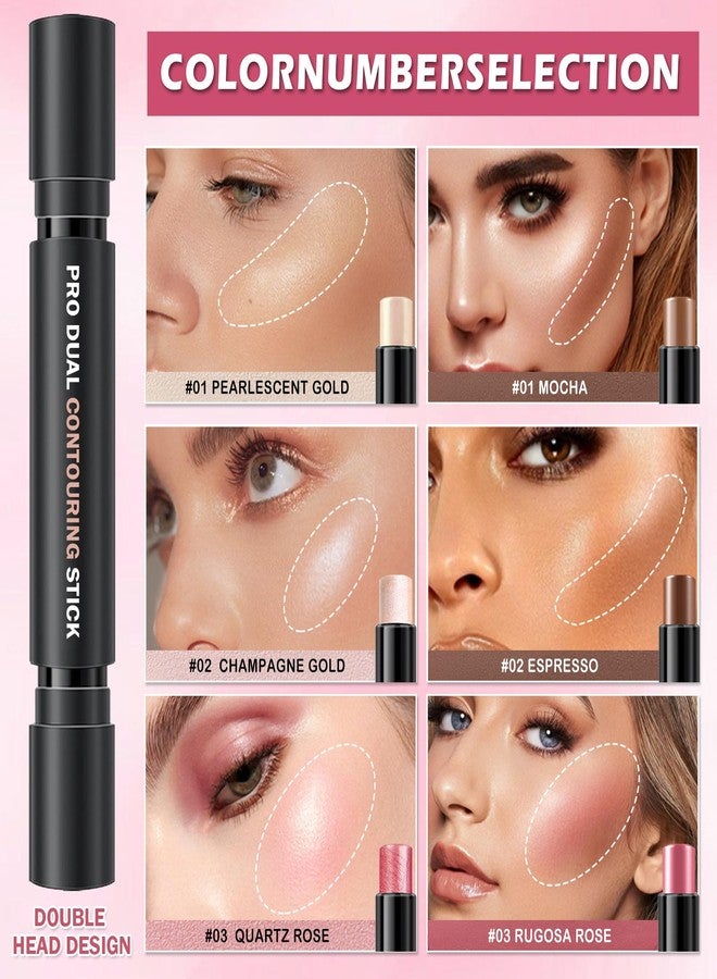 CAHIUYOA 6 Colors Cream Contour Stick Makeup Kit,Highlighter Makeup Stick,Bronzer Contour Stick and Blush Stick for Cheeks,Long Lasting Waterproof Face Highlighter Makeup Contour Kit (Set A) - Image 4