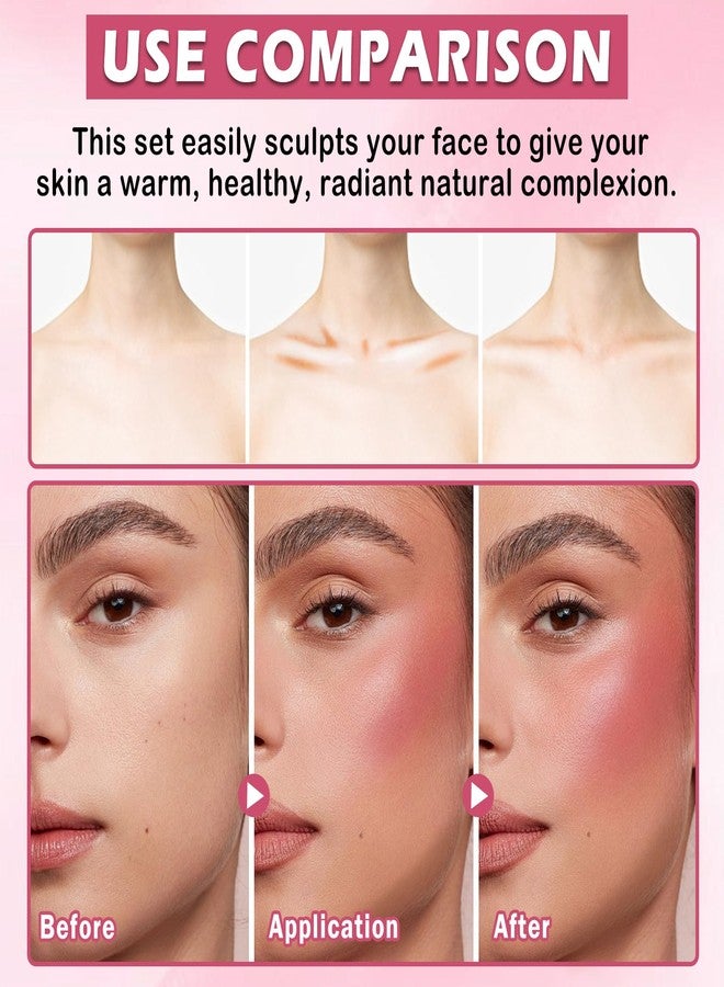 CAHIUYOA 6 Colors Cream Contour Stick Makeup Kit,Highlighter Makeup Stick,Bronzer Contour Stick and Blush Stick for Cheeks,Long Lasting Waterproof Face Highlighter Makeup Contour Kit (Set A) - Image 3