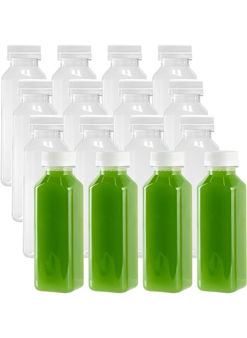 Restaurantware Restaurantware12 Ounce Juice Bottles 100 Disposable Clear Bottles With Caps  White Plastic Caps Included Square Clear Plastic Bottles For Juicing Perfect For Juice Shops Cafes And More  - Image 1