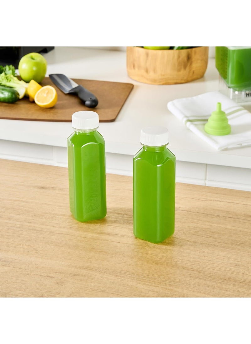 Restaurantware Restaurantware12 Ounce Juice Bottles 100 Disposable Clear Bottles With Caps  White Plastic Caps Included Square Clear Plastic Bottles For Juicing Perfect For Juice Shops Cafes And More  - Image 4