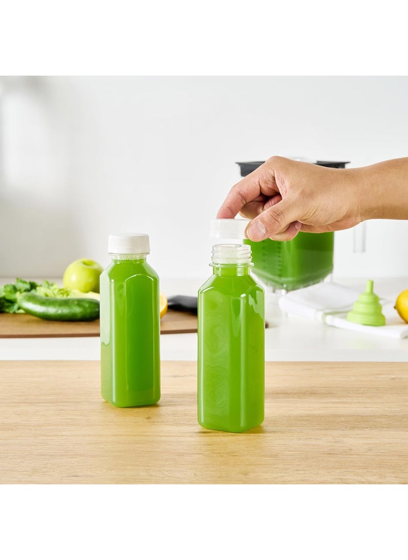 Restaurantware Restaurantware12 Ounce Juice Bottles 100 Disposable Clear Bottles With Caps  White Plastic Caps Included Square Clear Plastic Bottles For Juicing Perfect For Juice Shops Cafes And More  - Image 5