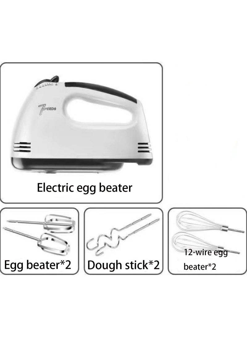 Egg Beater*1, Egg Beater*2, Dough Beater*2, 12-Wire Egg Beater*2, Household Electric Cake Baking Tool, Cream Handheld Small Egg White Mixing And Dough Mixing Machine - Image 1