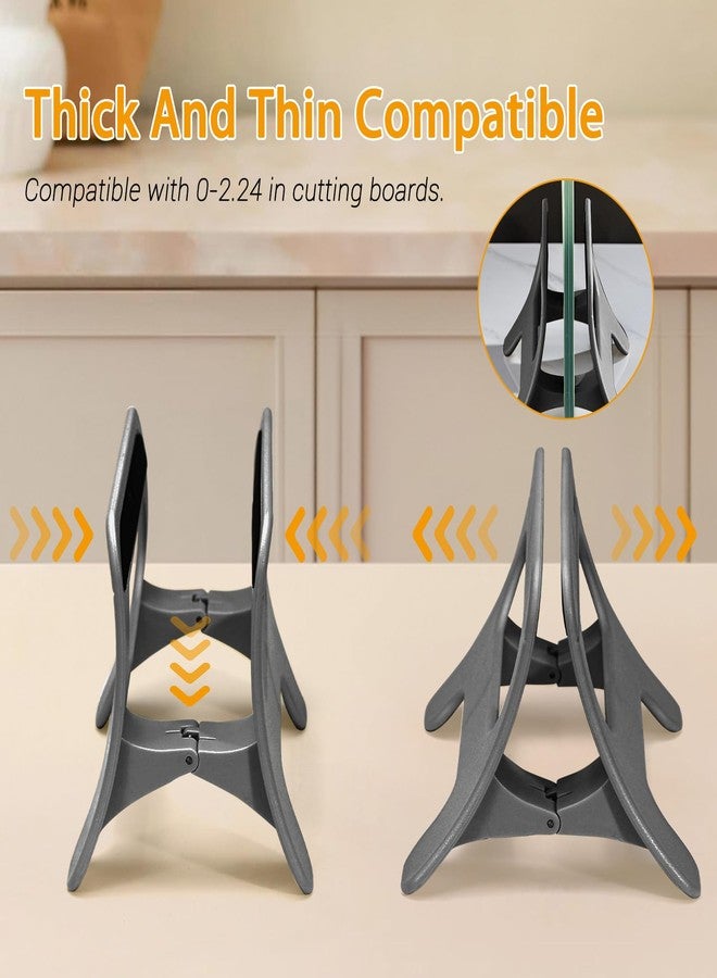 Realand 2Pcs Cutting Board Holder, Automatic Width Adjustment Cutting Board Organizer, Cutting Board Rack Chopping Board Stand for Countertop Cabinet Pot Lid Organizer, Gray - Image 4