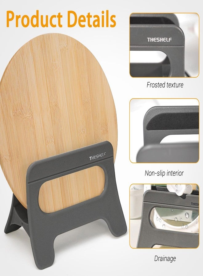 Realand 2Pcs Cutting Board Holder, Automatic Width Adjustment Cutting Board Organizer, Cutting Board Rack Chopping Board Stand for Countertop Cabinet Pot Lid Organizer, Gray - Image 3