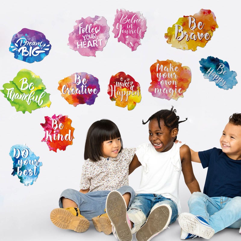 Zonon 6 Pieces Colorful Inspirational Wall Decal Watercolor Inspirational Quote Wall Sticker Motivational Lettering Sticker for Home Bedroom Bathroom Kitchen Classroom Playroom Kids Decor - Image 5