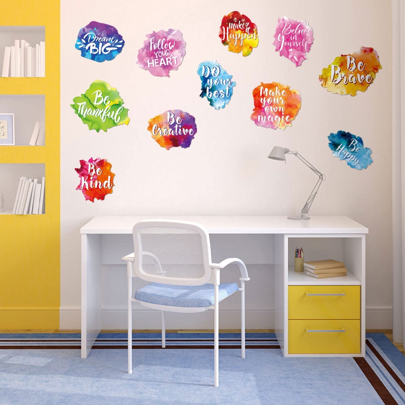 Zonon 6 Pieces Colorful Inspirational Wall Decal Watercolor Inspirational Quote Wall Sticker Motivational Lettering Sticker for Home Bedroom Bathroom Kitchen Classroom Playroom Kids Decor - Image 3