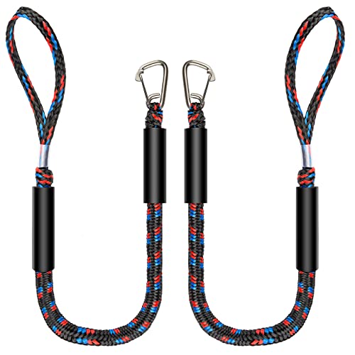 Botepon Boat Bungee Dock Lines with 316 Stainless Clips - Shock-Absorbing Jet Ski Dock Line, PWC Accessories, Boat Mooring Line/Tie Downs for Bass Boat, Fishing Pontoon, Dinghy - 4Feet - Image 1