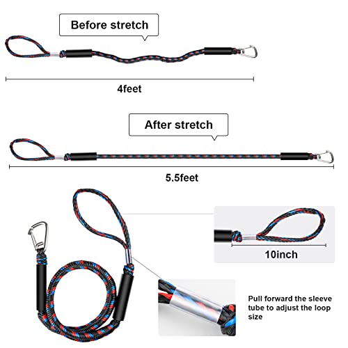 Botepon Boat Bungee Dock Lines with 316 Stainless Clips - Shock-Absorbing Jet Ski Dock Line, PWC Accessories, Boat Mooring Line/Tie Downs for Bass Boat, Fishing Pontoon, Dinghy - 4Feet - Image 2