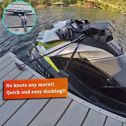 Botepon Boat Bungee Dock Lines with 316 Stainless Clips - Shock-Absorbing Jet Ski Dock Line, PWC Accessories, Boat Mooring Line/Tie Downs for Bass Boat, Fishing Pontoon, Dinghy - 4Feet - Image 4