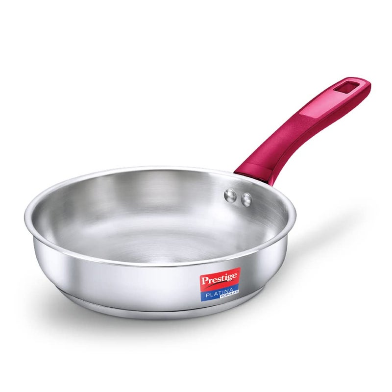 Prestige Platina Popular Stainless Steel Gas and Induction Compatible Fry Pan, 240 mm - Image 1