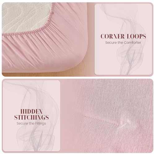DECMAY Twin Comforter Set with Sheets 5 Pieces, Pink Twin Comforter Set for College Dorm Girls, Cationic Dyeing Bed in a Bag with Comforter, Pillow Sham, Pillowcase, Flat Sheet and Fitted Sheet - Image 2