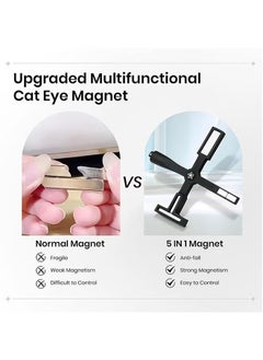 Realfrog 5 in 1 Magnet for Cat Eye Gel Nail Polish, Multifunctional Magnetic Nail Tool, Upgraded Cross Cat Eye Magnet for Nail Designs 3D Cateye Nail Gel Strong Nail Art Magnet Home Salon(Black)  - Image 2
