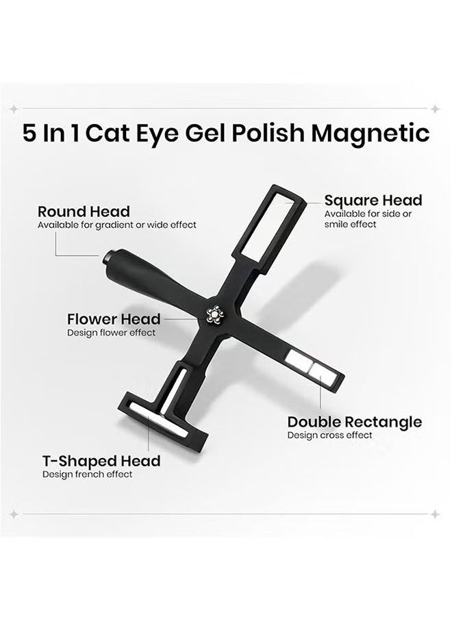 5 in 1 Magnet for Cat Eye Gel Nail Polish, Multifunctional Magnetic Nail Tool, Upgraded Cross Cat Eye Magnet for Nail Designs 3D Cateye Nail Gel Strong Nail Art Magnet Home Salon(Black) - pzsku/Z949A1305BBD2481B1891Z/45/_/1731749142/3f77a052-1b0b-4f66-bf15-0902adcdcf67