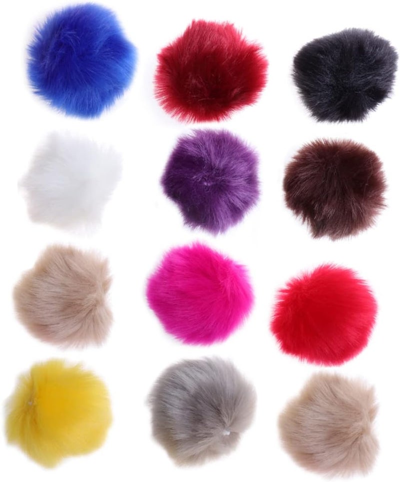 TOPPERFUN 12pcs Faux Fur Pom Poms Soft Fluffy Craft Balls for DIY Decor Hats Shoes Scarves and Bags for Boys and Girls Projects and Accessories - Image 1