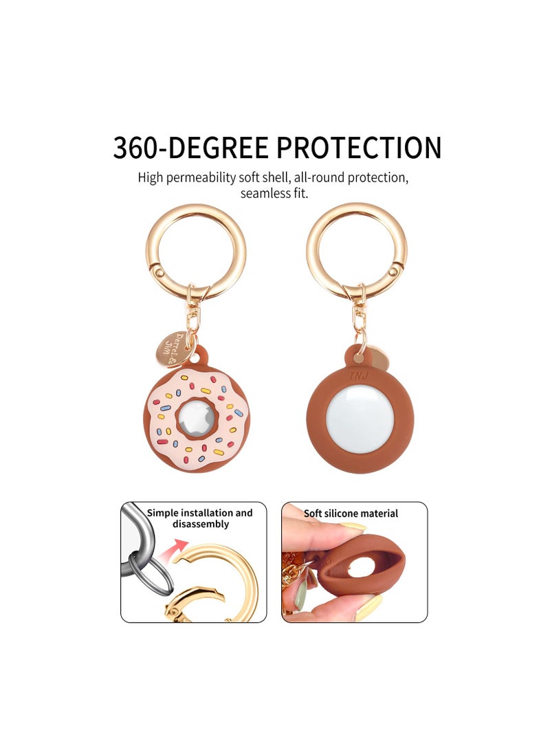 4 Pack Keychain Donut Case for AirTag, Cute Protective for AirTag Holder with Anti-Lost Keychain, Anti-Drop Scratch for Airtag Holder Keychain Accessories for Kids Pets Backpacks - Image 2