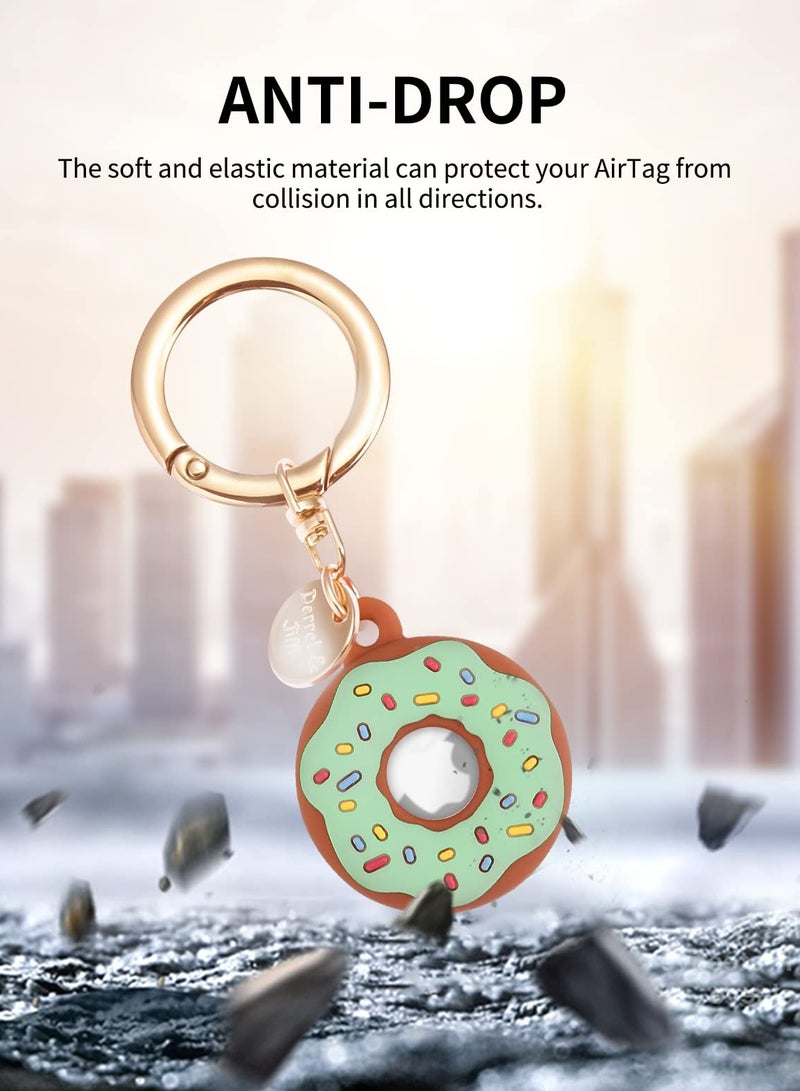 4 Pack Keychain Donut Case for AirTag, Cute Protective for AirTag Holder with Anti-Lost Keychain, Anti-Drop Scratch for Airtag Holder Keychain Accessories for Kids Pets Backpacks - Image 3