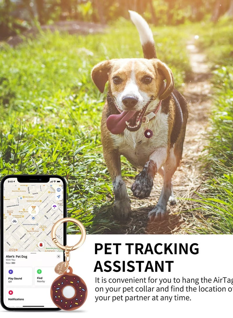 4 Pack Keychain Donut Case for AirTag, Cute Protective for AirTag Holder with Anti-Lost Keychain, Anti-Drop Scratch for Airtag Holder Keychain Accessories for Kids Pets Backpacks - Image 5