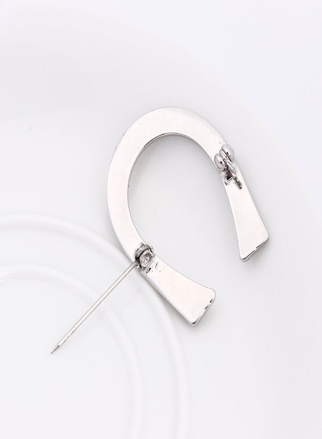 نوماندا بروش بسيط على شكل حدوة حصان محظوظة، دبوس طية صدر السترة على الطراز الغربي (فضي) - Image 4