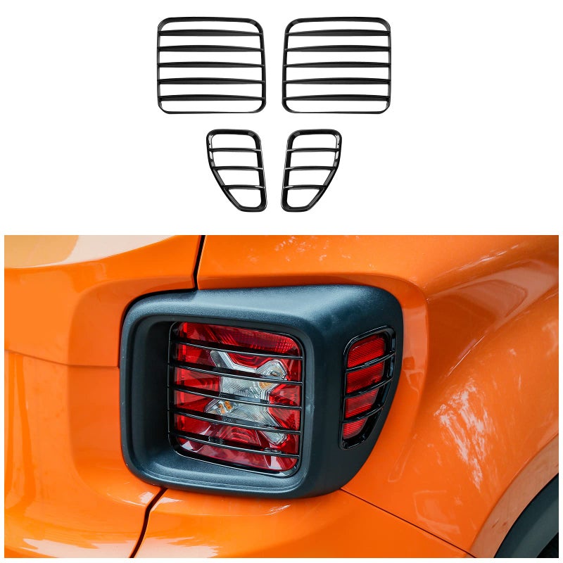 CheroCar for Jeep Renegade Tail Light Lamp Covers Blinds Rear Taillight Guard for Jeep Renegade 20162021 Black