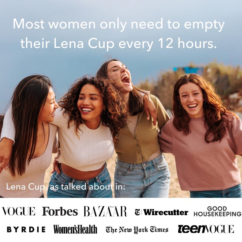 Lena Menstrual Cup Original â€“ Reusable Silicone Period Cup for Heavy Flow, 12-Hour Leak-Free Protection, Soft & Comfortable, Beginner-Friendly Design - 2-Pack - Purple Small & Turquoise Large - Image 5