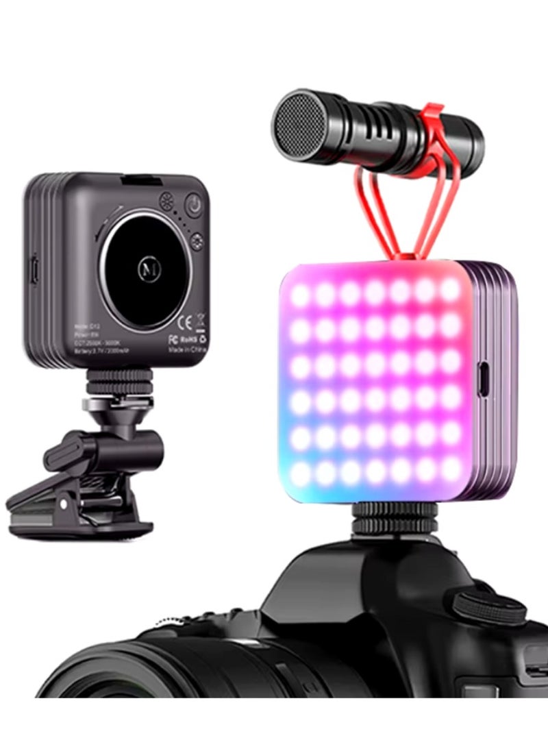DIGI CORE - D12S 108 LED RGB Video Light LED Camera Light 360° Full Color Portable Photography Lighting Type-C 2000mAh Rechargeable Battery CRI 95+ 2500-9000K With 8 Lighting Effects 3 Modes On Camera Light - Image 1