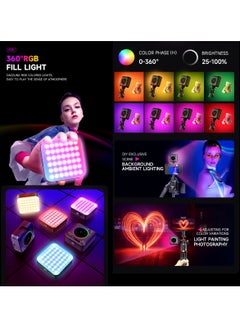 DIGI CORE D12S 108 LED RGB Video Light LED Camera Light 360° Full Color Portable Photography Lighting Type-C 2000mAh Rechargeable Battery CRI 95+ 2500-9000K With 8 Lighting Effects 3 Modes On Camera Light  - Image 5